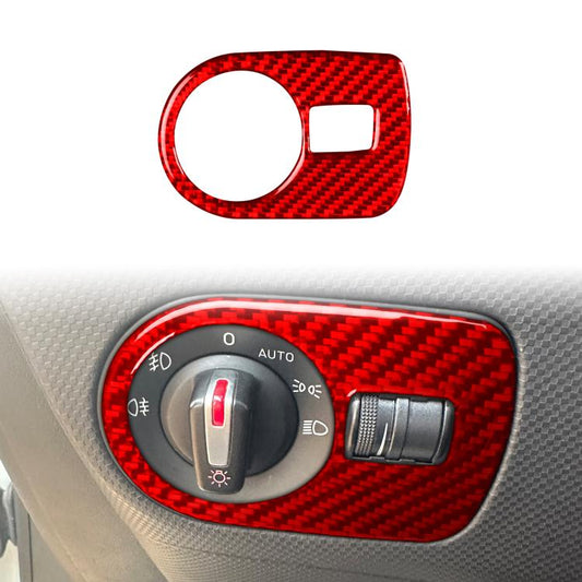 Carbon Fiber Car Headlight Switch Panel Decorative Sticker for SEAT Leon 2005-2012, Left Driver(Red) - Car Interior Mouldings by buy2fix | Online Shopping UK | buy2fix