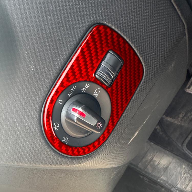 Carbon Fiber Car Headlight Switch Panel Decorative Sticker for SEAT Leon 2005-2012, Left Driver(Red) - Car Interior Mouldings by buy2fix | Online Shopping UK | buy2fix