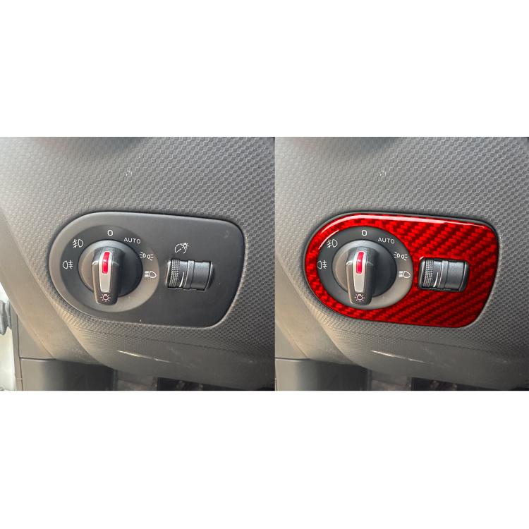 Carbon Fiber Car Headlight Switch Panel Decorative Sticker for SEAT Leon 2005-2012, Left Driver(Red) - Car Interior Mouldings by buy2fix | Online Shopping UK | buy2fix