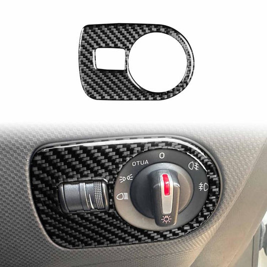 Carbon Fiber Car Headlight Switch Panel Decorative Sticker for SEAT Leon 2005-2012, Right Driver(Black) - Car Interior Mouldings by buy2fix | Online Shopping UK | buy2fix