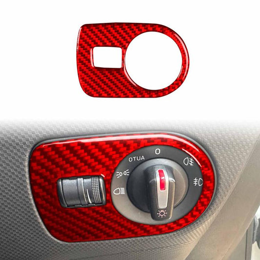 Carbon Fiber Car Headlight Switch Panel Decorative Sticker for SEAT Leon 2005-2012, Right Driver(Red) - Car Interior Mouldings by buy2fix | Online Shopping UK | buy2fix