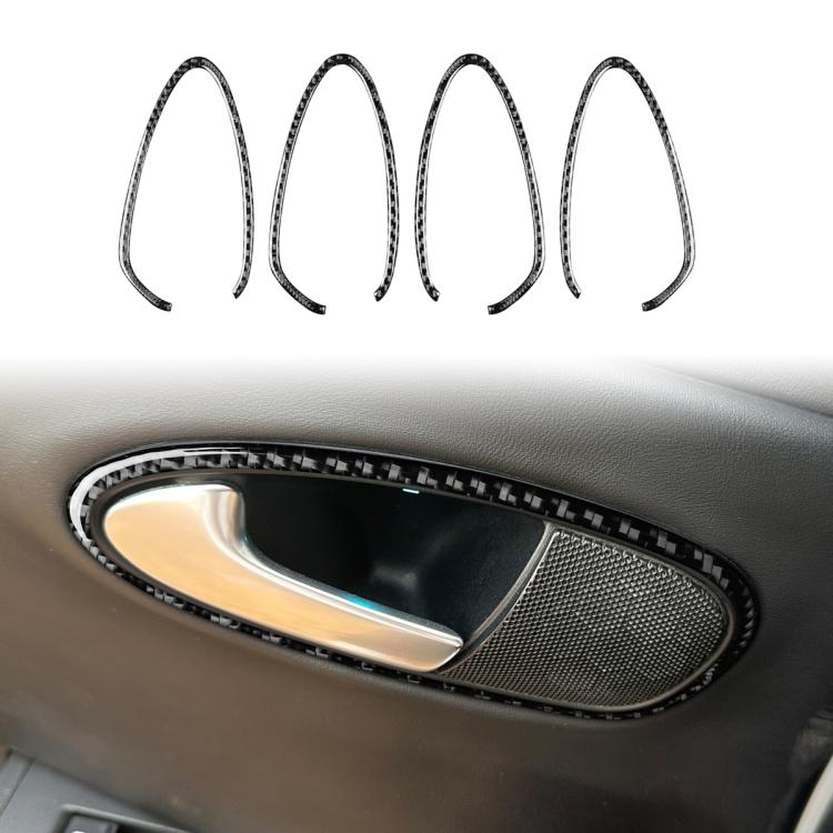 4pcs/Set Carbon Fiber Car Inner Door Handle Panel Decorative Sticker for SEAT Leon 2005-2012, Left and Right Driver(Black) - Car Interior Mouldings by buy2fix | Online Shopping UK | buy2fix