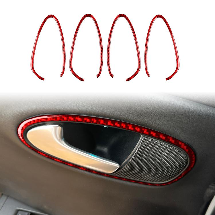 4pcs/Set Carbon Fiber Car Inner Door Handle Panel Decorative Sticker for SEAT Leon 2005-2012, Left and Right Driver(Red) - Car Interior Mouldings by buy2fix | Online Shopping UK | buy2fix