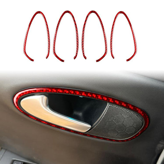 4pcs/Set Carbon Fiber Car Inner Door Handle Panel Decorative Sticker for SEAT Leon 2005-2012, Left and Right Driver(Red) - Car Interior Mouldings by buy2fix | Online Shopping UK | buy2fix