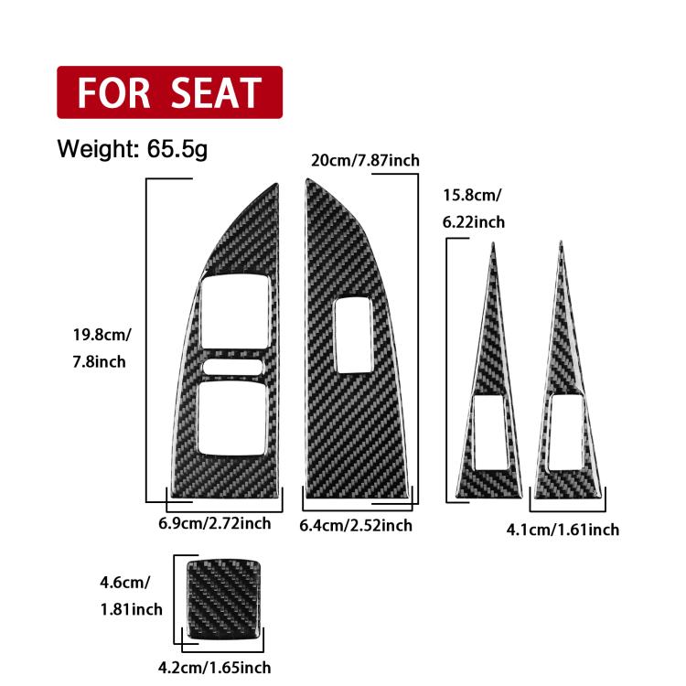 5pcs/Set Carbon Fiber Car Lifting Panel Decorative Sticker for SEAT Leon 2005-2012, Left Driver(Black) - Car Interior Mouldings by buy2fix | Online Shopping UK | buy2fix
