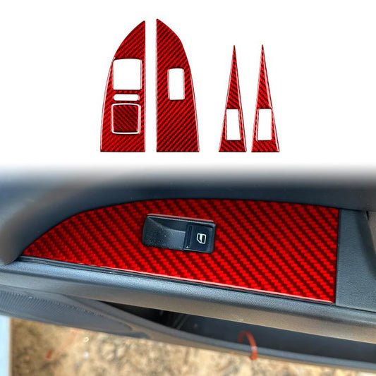 5pcs/Set Carbon Fiber Car Lifting Panel Decorative Sticker for SEAT Leon 2005-2012, Left Driver(Red) - Car Interior Mouldings by buy2fix | Online Shopping UK | buy2fix