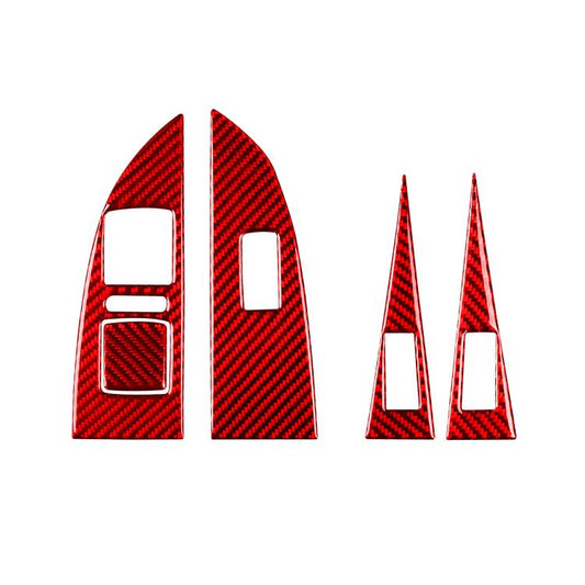 5pcs/Set Carbon Fiber Car Lifting Panel Decorative Sticker for SEAT Leon 2005-2012, Left Driver(Red) - Car Interior Mouldings by buy2fix | Online Shopping UK | buy2fix