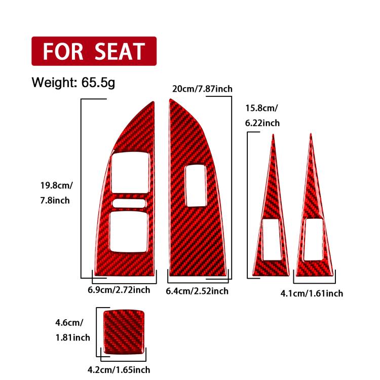 5pcs/Set Carbon Fiber Car Lifting Panel Decorative Sticker for SEAT Leon 2005-2012, Left Driver(Red) - Car Interior Mouldings by buy2fix | Online Shopping UK | buy2fix