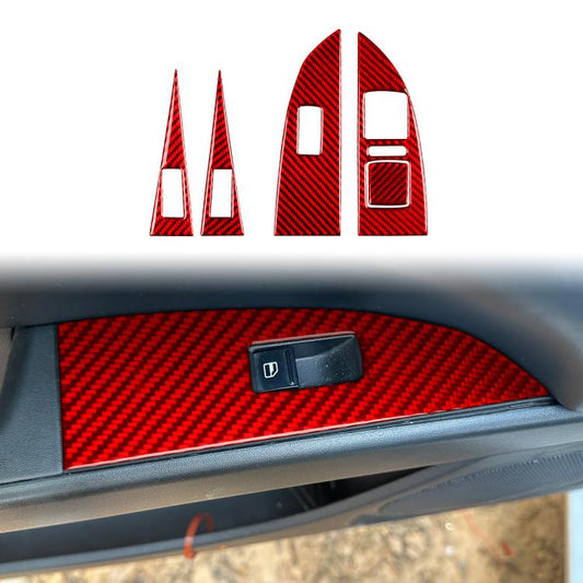 5pcs/Set Carbon Fiber Car Lifting Panel Decorative Sticker for SEAT Leon 2005-2012, Right Driver(Red) - Car Interior Mouldings by buy2fix | Online Shopping UK | buy2fix