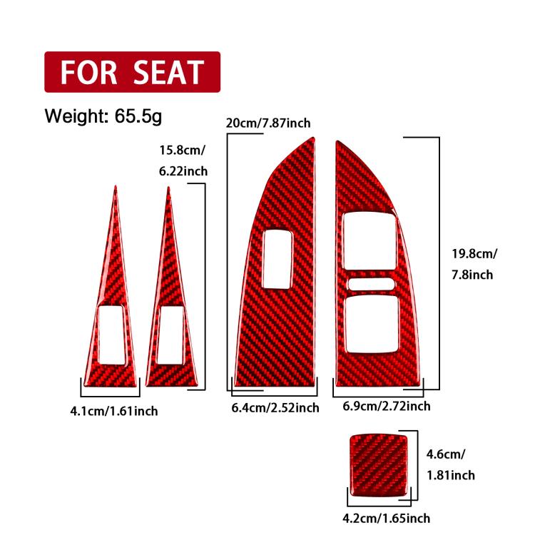 5pcs/Set Carbon Fiber Car Lifting Panel Decorative Sticker for SEAT Leon 2005-2012, Right Driver(Red) - Car Interior Mouldings by buy2fix | Online Shopping UK | buy2fix