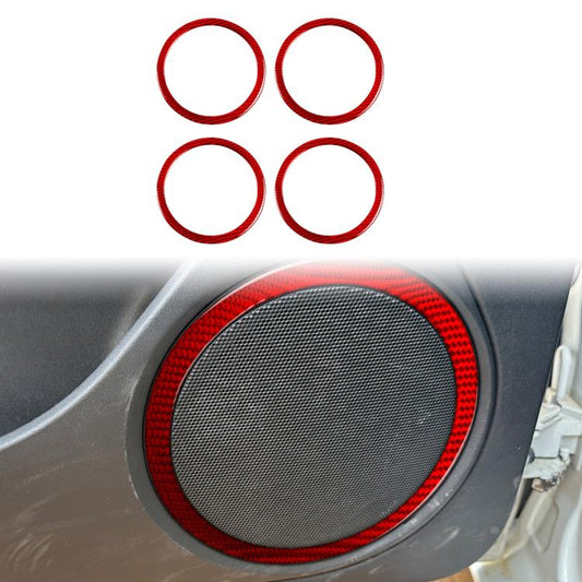 4pcs/Set Carbon Fiber Car Door Horn Ring Decorative Sticker for SEAT Leon 2005-2012, Left and Right Driver(Red) - Car Interior Mouldings by buy2fix | Online Shopping UK | buy2fix