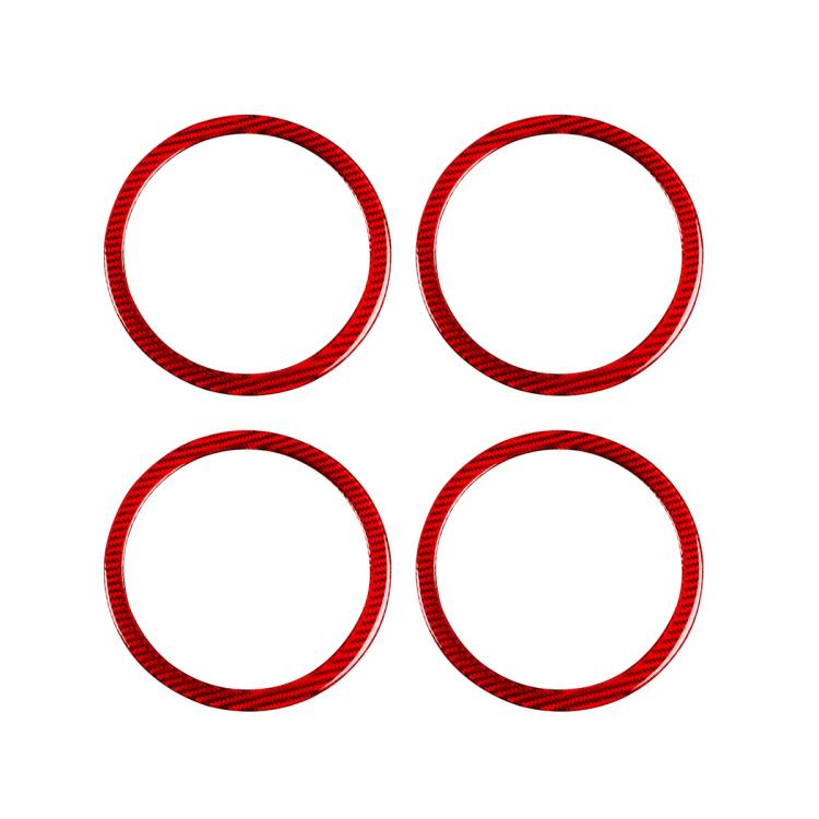 4pcs/Set Carbon Fiber Car Door Horn Ring Decorative Sticker for SEAT Leon 2005-2012, Left and Right Driver(Red) - Car Interior Mouldings by buy2fix | Online Shopping UK | buy2fix