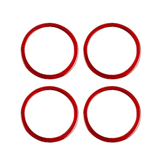 4pcs/Set Carbon Fiber Car Door Horn Ring Decorative Sticker for SEAT Leon 2005-2012, Left and Right Driver(Red) - Car Interior Mouldings by buy2fix | Online Shopping UK | buy2fix