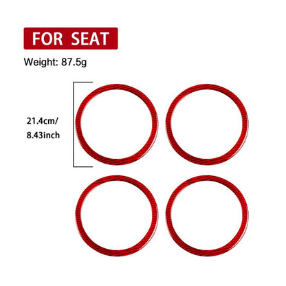 4pcs/Set Carbon Fiber Car Door Horn Ring Decorative Sticker for SEAT Leon 2005-2012, Left and Right Driver(Red) - Car Interior Mouldings by buy2fix | Online Shopping UK | buy2fix