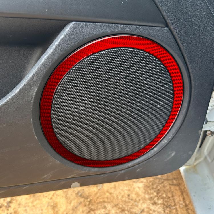 4pcs/Set Carbon Fiber Car Door Horn Ring Decorative Sticker for SEAT Leon 2005-2012, Left and Right Driver(Red) - Car Interior Mouldings by buy2fix | Online Shopping UK | buy2fix