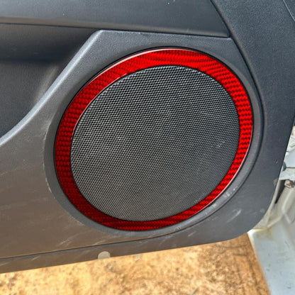 4pcs/Set Carbon Fiber Car Door Horn Ring Decorative Sticker for SEAT Leon 2005-2012, Left and Right Driver(Red) - Car Interior Mouldings by buy2fix | Online Shopping UK | buy2fix