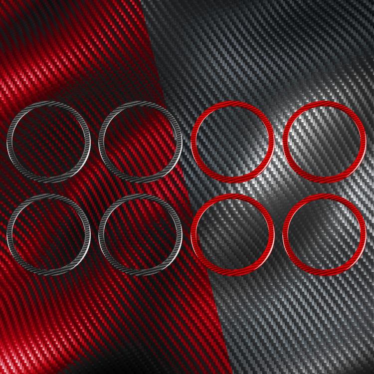 4pcs/Set Carbon Fiber Car Door Horn Ring Decorative Sticker for SEAT Leon 2005-2012, Left and Right Driver(Red) - Car Interior Mouldings by buy2fix | Online Shopping UK | buy2fix