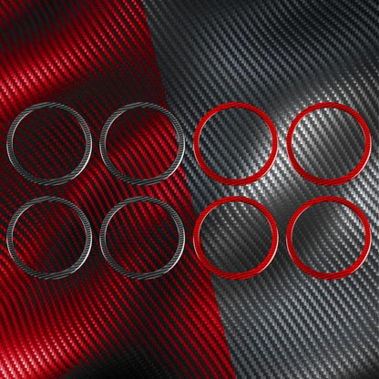 4pcs/Set Carbon Fiber Car Door Horn Ring Decorative Sticker for SEAT Leon 2005-2012, Left and Right Driver(Red) - Car Interior Mouldings by buy2fix | Online Shopping UK | buy2fix