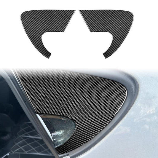 2pcs/Set Carbon Fiber Car Rear Triangle Window Decorative Sticker for SEAT Leon 2005-2012, Left and Right Driver(Black) - Car Interior Mouldings by buy2fix | Online Shopping UK | buy2fix
