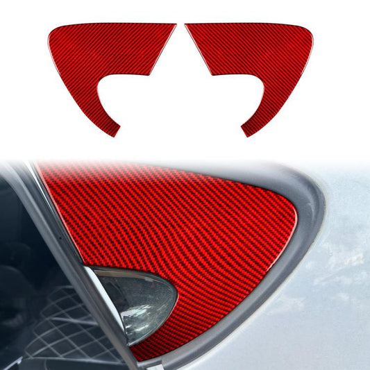 2pcs/Set Carbon Fiber Car Rear Triangle Window Decorative Sticker for SEAT Leon 2005-2012, Left and Right Driver(Red) - Car Interior Mouldings by buy2fix | Online Shopping UK | buy2fix