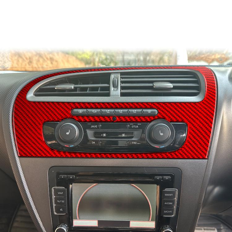 Carbon Fiber Car Center Console Air Conditioner Panel Decorative Sticker for SEAT Leon 2005-2012, Right Driver(Red) - Car Interior Mouldings by buy2fix | Online Shopping UK | buy2fix