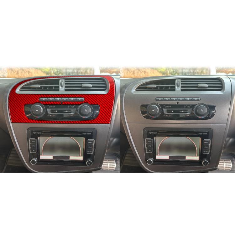 Carbon Fiber Car Center Console Air Conditioner Panel Decorative Sticker for SEAT Leon 2005-2012, Right Driver(Red) - Car Interior Mouldings by buy2fix | Online Shopping UK | buy2fix