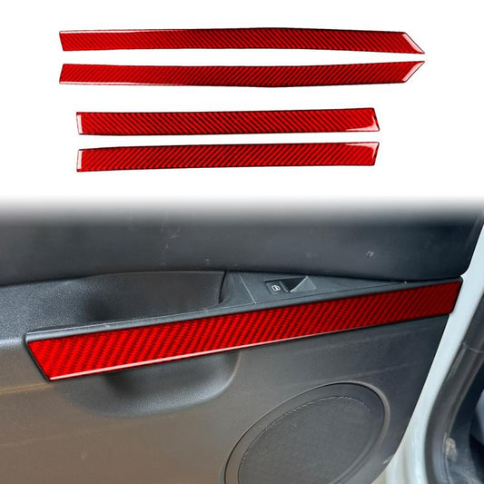 4pcs/Set Carbon Fiber Car Door Panel Decorative Sticker for SEAT Leon 2005-2012, Left and Right Driver(Red) - Car Interior Mouldings by buy2fix | Online Shopping UK | buy2fix
