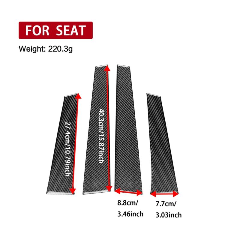 4pcs/Set Carbon Fiber Car B Pillar Decorative Sticker for SEAT Leon 2005-2012, Drop Glue Style, Left and Right Driver(Black) - Car Interior Mouldings by buy2fix | Online Shopping UK | buy2fix