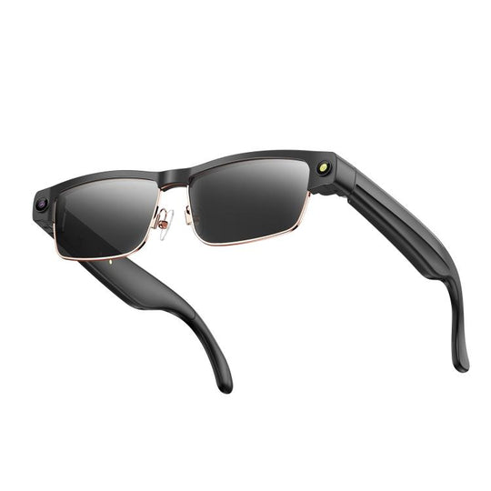 L802 Smart Glasses with 8MP HD Camera Video Recording WiFi Transmission Al Smart Voice Assistant Smart Wearable Headset(Sunglasses Gold Frame)