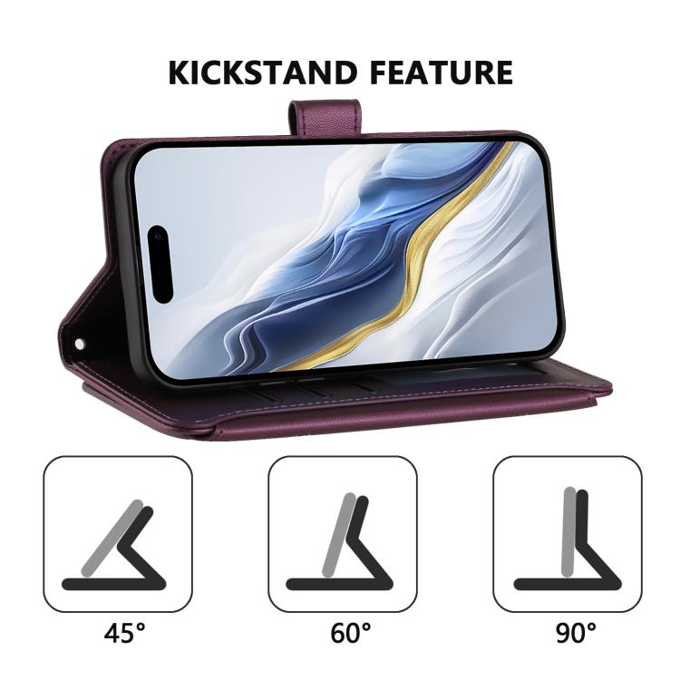 For iPhone Air Butterfly Love Flower Multi-card Zipper Wallet Leather Phone Case(Dark Purple) - iPhone Air Cases by buy2fix | Online Shopping UK | buy2fix