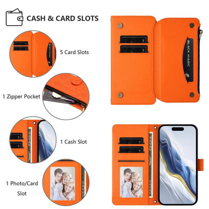 For iPhone Air Butterfly Love Flower Multi-card Zipper Wallet Leather Phone Case(Orange) - iPhone Air Cases by buy2fix | Online Shopping UK | buy2fix