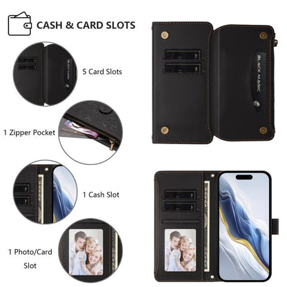 For iPhone Air Butterfly Love Flower Multi-card Zipper Wallet Leather Phone Case(Black) - iPhone Air Cases by buy2fix | Online Shopping UK | buy2fix