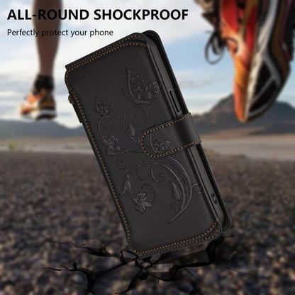 For iPhone Air Butterfly Love Flower Multi-card Zipper Wallet Leather Phone Case(Black) - iPhone Air Cases by buy2fix | Online Shopping UK | buy2fix