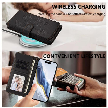 For iPhone Air Butterfly Love Flower Multi-card Zipper Wallet Leather Phone Case(Black) - iPhone Air Cases by buy2fix | Online Shopping UK | buy2fix