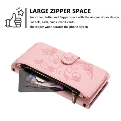 For iPhone Air Butterfly Love Flower Multi-card Zipper Wallet Leather Phone Case(Pink) - iPhone Air Cases by buy2fix | Online Shopping UK | buy2fix
