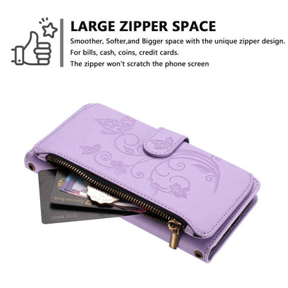 For iPhone Air Butterfly Love Flower Multi-card Zipper Wallet Leather Phone Case(Light Purple) - iPhone Air Cases by buy2fix | Online Shopping UK | buy2fix