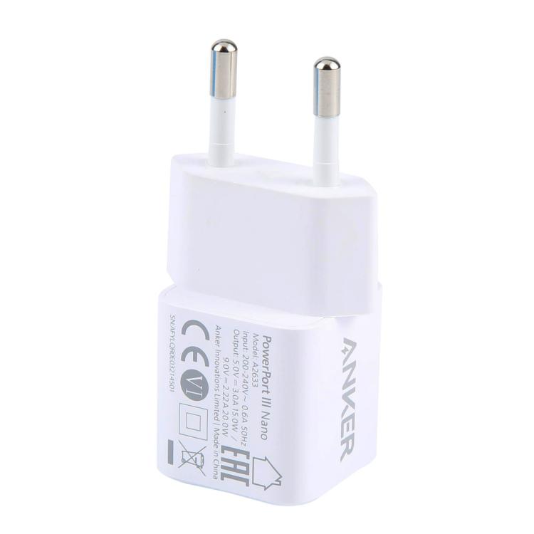 ANKER 20W Type-C Fast Charging Charger, Specification:EU Plug - USB Charger by ANKER | Online Shopping UK | buy2fix