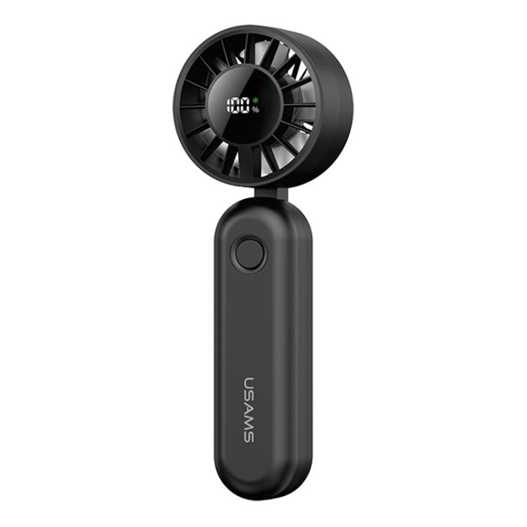 USAMS ZB352 Digital Display Folding Handheld Mini Fan(Black) - Electric Fans by USAMS | Online Shopping UK | buy2fix