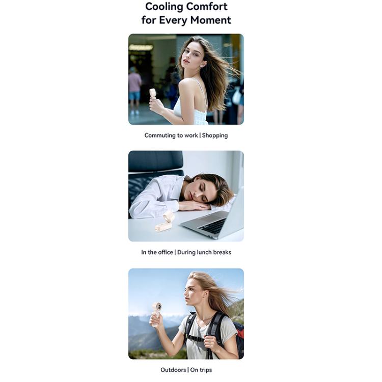 USAMS ZB352 Digital Display Folding Handheld Mini Fan(Beige) - Electric Fans by USAMS | Online Shopping UK | buy2fix