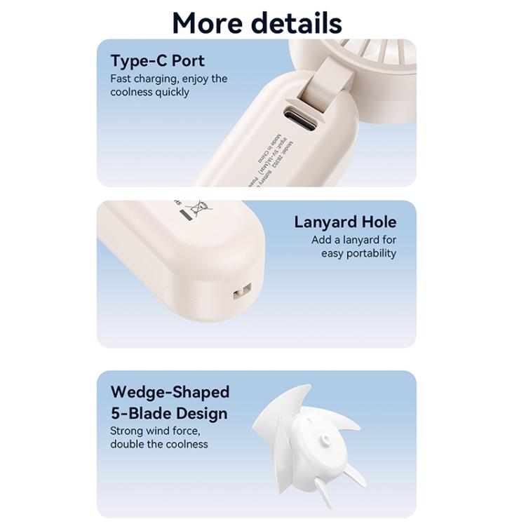 USAMS ZB352 Digital Display Folding Handheld Mini Fan(Black) - Electric Fans by USAMS | Online Shopping UK | buy2fix