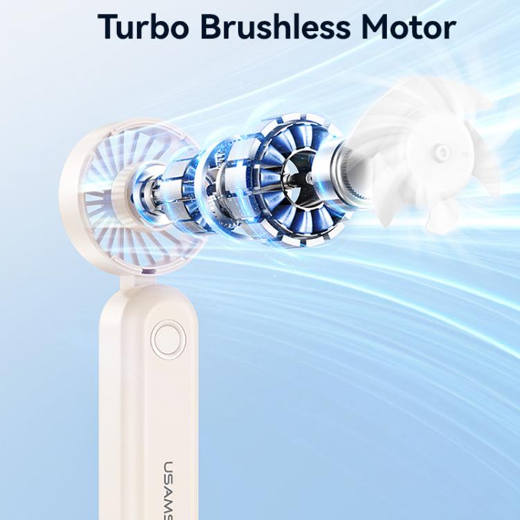 USAMS ZB352 Digital Display Folding Handheld Mini Fan(Beige) - Electric Fans by USAMS | Online Shopping UK | buy2fix