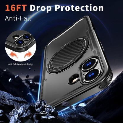 For iPhone 17 Metal 360 Degree Rotation Holder MagSafe Phone Case(Black) - iPhone 17 Cases by buy2fix | Online Shopping UK | buy2fix