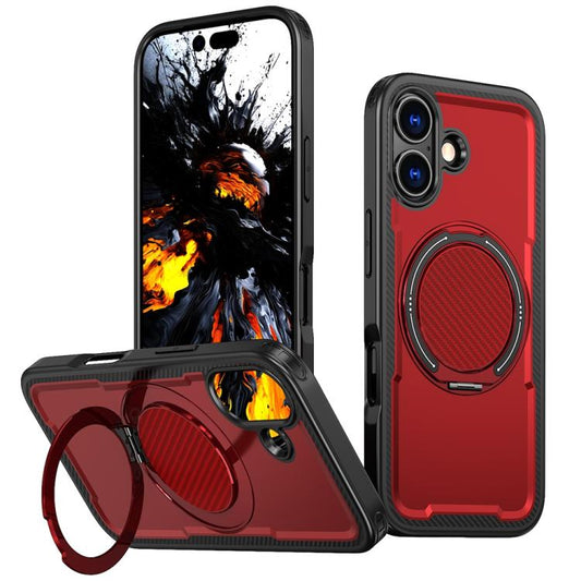 For iPhone 17 Metal 360 Degree Rotation Holder MagSafe Phone Case(Red) - iPhone 17 Cases by buy2fix | Online Shopping UK | buy2fix