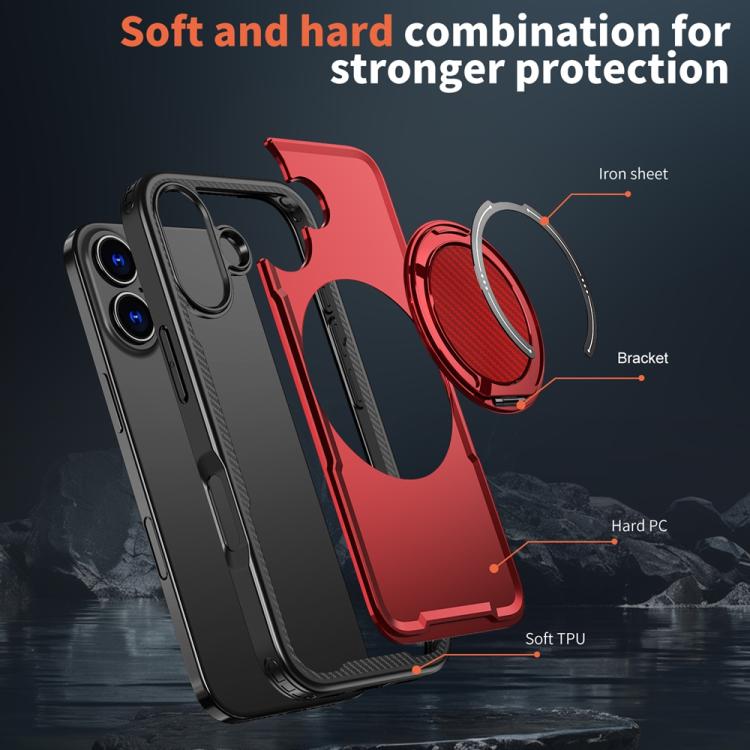 For iPhone 17 Metal 360 Degree Rotation Holder MagSafe Phone Case(Red) - iPhone 17 Cases by buy2fix | Online Shopping UK | buy2fix