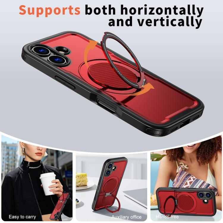 For iPhone 17 Metal 360 Degree Rotation Holder MagSafe Phone Case(Red) - iPhone 17 Cases by buy2fix | Online Shopping UK | buy2fix