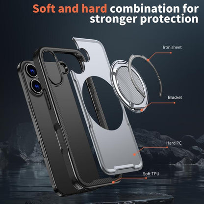 For iPhone 17 Metal 360 Degree Rotation Holder MagSafe Phone Case(Grey) - iPhone 17 Cases by buy2fix | Online Shopping UK | buy2fix