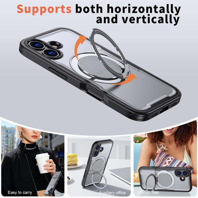 For iPhone 17 Metal 360 Degree Rotation Holder MagSafe Phone Case(Grey) - iPhone 17 Cases by buy2fix | Online Shopping UK | buy2fix