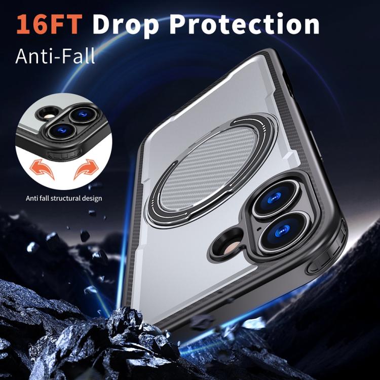 For iPhone 17 Metal 360 Degree Rotation Holder MagSafe Phone Case(Grey) - iPhone 17 Cases by buy2fix | Online Shopping UK | buy2fix