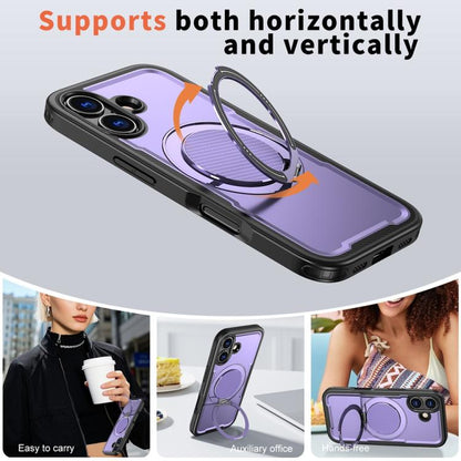 For iPhone 17 Metal 360 Degree Rotation Holder MagSafe Phone Case(Purple) - iPhone 17 Cases by buy2fix | Online Shopping UK | buy2fix