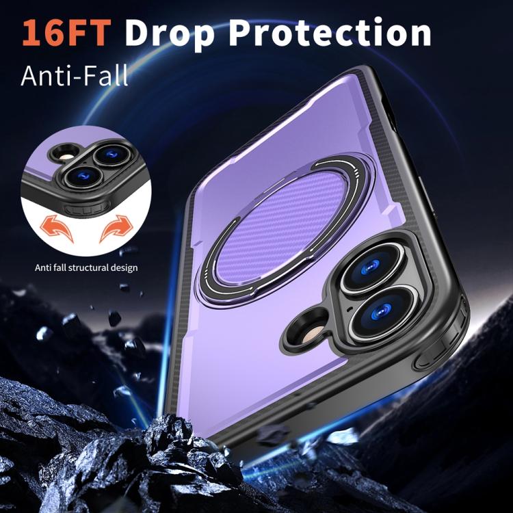 For iPhone 17 Metal 360 Degree Rotation Holder MagSafe Phone Case(Purple) - iPhone 17 Cases by buy2fix | Online Shopping UK | buy2fix